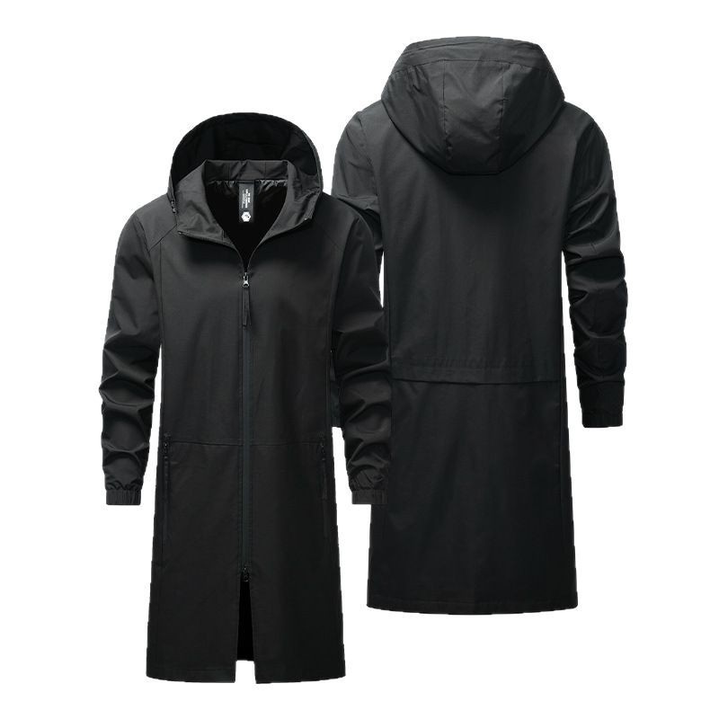 Jachetă windbreaker pentru bărbați, stil commuting, cu glugă, fermoar, croială lejeră, lungime medie