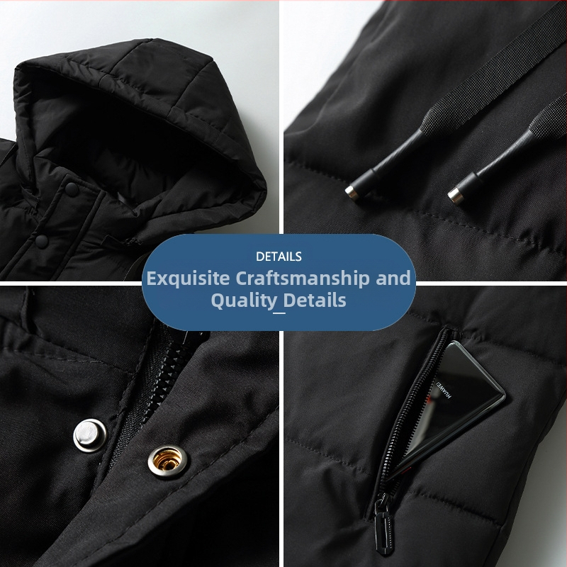 Памучна жилетка със стойка яка, закопчаване с цип, тясна кройка, за зимата, полиестерна подплата.