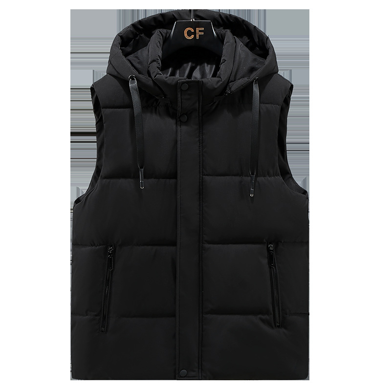 Γιλέκο από βαμβάκι με ψηλό γιακά, κλείσιμο με φερμουάρ, με στενή γραμμή, για τον χειμώνα, πολυεστερική επένδυση.