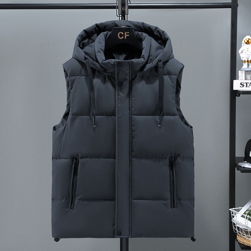 Γιλέκο από βαμβάκι με ψηλό γιακά, κλείσιμο με φερμουάρ, με στενή γραμμή, για τον χειμώνα, πολυεστερική επένδυση.