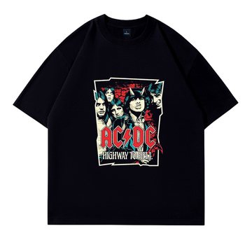 Ανδρικό T‑shirt σε χιπ-χοπ στυλ με χαλαρή γραμμή, 96%+ καθαρό βαμβάκι, εκτύπωση πορτρέτου σε ευρωπαϊκό-αμερικανικό ύφος, κοντομάνικο, λαιμόκοψη σε στρογγυλό