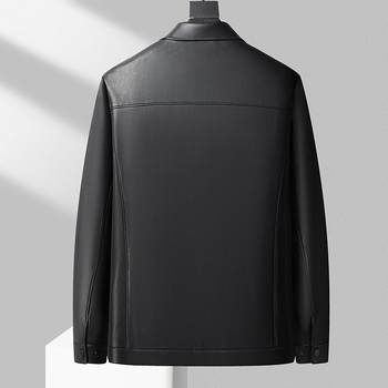 Ανδρικό PU δερμάτινο μπουφάν, στάσιμος γιακά, φερμουάρ, άνετη γραμμή, πλαϊνές τσέπες, φθινοπωρινό 2024