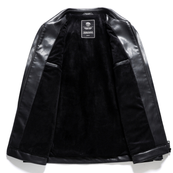 Ανδρικό PU δερμάτινο μπουφάν, στάσιμος γιακά, φερμουάρ, άνετη γραμμή, πλαϊνές τσέπες, φθινοπωρινό 2024