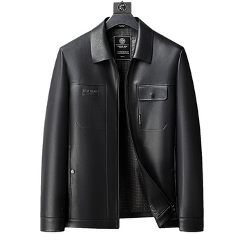 Ανδρικό PU δερμάτινο μπουφάν, στάσιμος γιακά, φερμουάρ, άνετη γραμμή, πλαϊνές τσέπες, φθινοπωρινό 2024