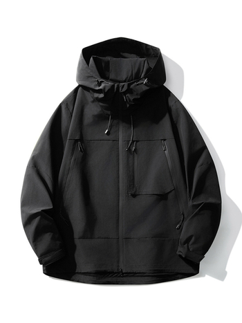 Ανδρικό μπουφάν εργασίας με κουκούλα, αδιάβροχο, φαρδιά γραμμή, ύφασμα πολυεστέρα 100%
