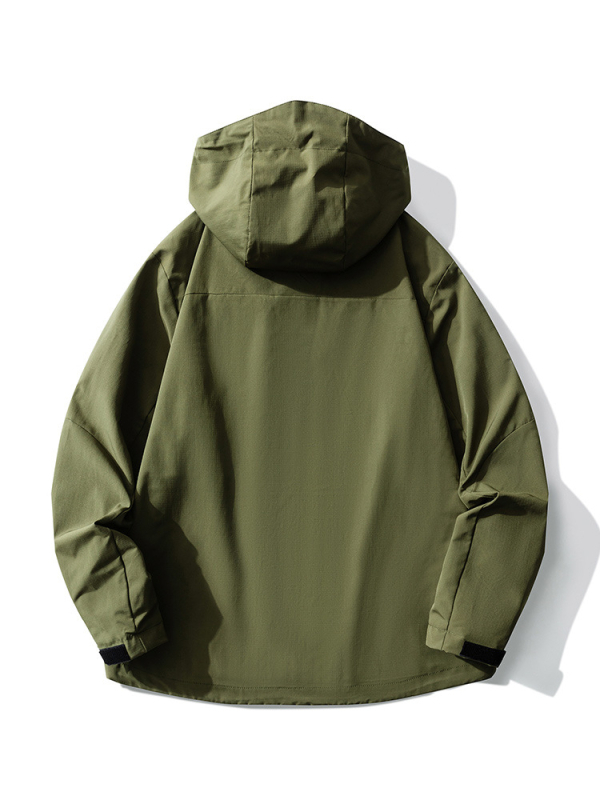 Geacă de lucru pentru bărbați cu glugă, impermeabilă, croială lejeră, țesătură poliester 100%