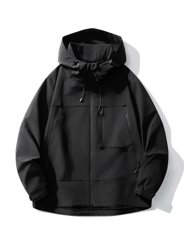 Geacă de lucru pentru bărbați cu glugă, impermeabilă, croială lejeră, țesătură poliester 100%