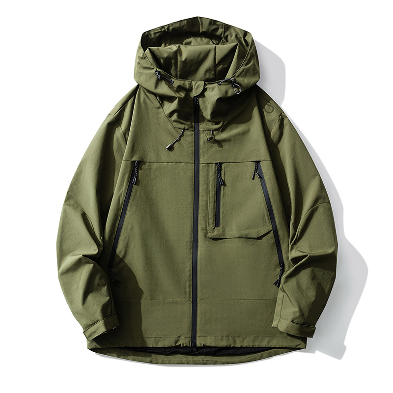 Geacă de lucru pentru bărbați cu glugă, impermeabilă, croială lejeră, țesătură poliester 100%