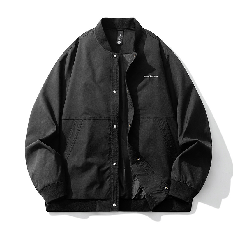 Geacă de bărbați în stil stradal, guler înalt, croială lejeră, poliester.