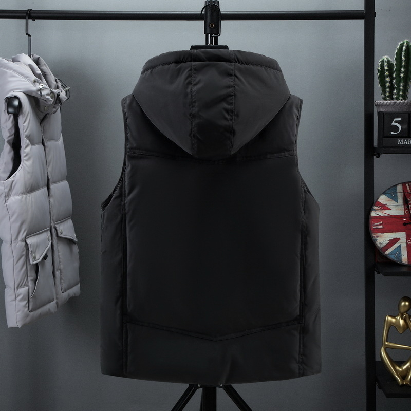 Ανδρικό γιλέκο από βαμβάκι, κορεατικού στυλ καρντιγκάν, χαλαρή γραμμή, κουκούλα, παχιά κατασκευή, επένδυση από πολυεστέρα, με πολλαπλές τσέπες