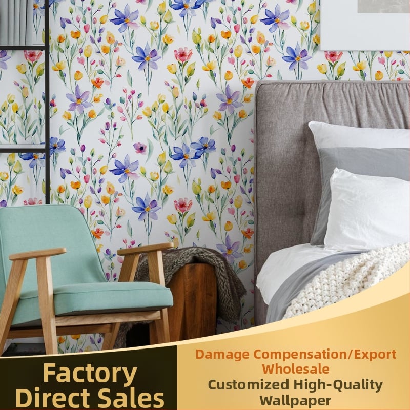 Lipnūs PVC tapetai su žalios augalų motyvais ir gėlių šakelėmis, šiuolaikiškas minimalistinis stilius, premium (Funkcija: lipnūs; Medžiaga: PVC; Sluoksnis: PVC; Stilius: modernus minimalistinis; Klasė: premium)