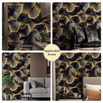 3D geometriniai klijuojami PVC tapetai moderniai minimalistinei miegamajai, abstraktus dizainas.