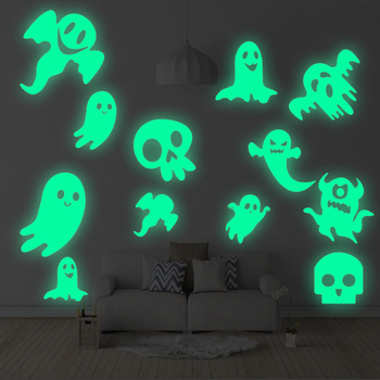 Svijetleći duh Halloween – zidna naljepnica od fluorescirajućeg PVC-a, dekor dnevnog boravka, moderni plosnati stil