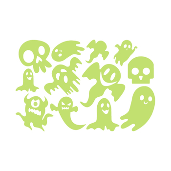 Φωσφορίζον φάντασμα Χάλογουϊν τοίχου – αυτοκόλλητο τοίχου φθοριούχο PVC, διακόσμηση σαλονιού, μοντέρνος μινιμαλισμός