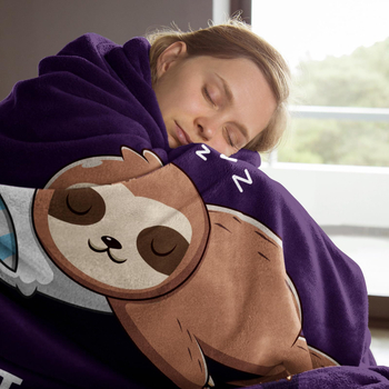 Κουβέρτα με χαριτωμένο sloth, φλανελ ψηφιακής εκτύπωσης για κρεβάτι και καναπέ, 100% πολυεστέρας, 260 g, Άνοιξη-Φθινόπωρο, Προσαρμοζόμενη