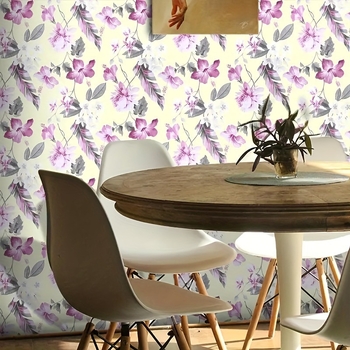 PVC αδιάβροχο αυτοκόλλητο τοίχου, αυτοκόλλητο για σαλόνι, μοτίβο φυτών και λουλουδιών, αφαιρούμενο, μοντέρνο επίπεδο σχέδιο