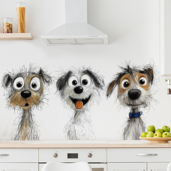 Αυτοκόλλητο τοίχου μπάνιου με σκύλο σε στυλ καρτούν, αδιάβροχο και αφαίρετο, υλικό PVC, 1 τεμάχιο