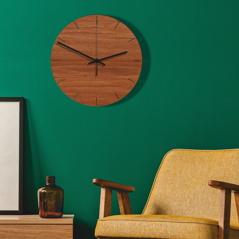 Ρολόι τοίχου με σχήμα κύκλου-τετραγώνου, ξύλινο καντράν, λειτουργεί με μπαταρία, αθόρυβη κίνηση