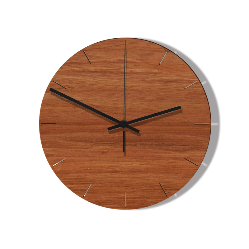 Ρολόι τοίχου με σχήμα κύκλου-τετραγώνου, ξύλινο καντράν, λειτουργεί με μπαταρία, αθόρυβη κίνηση