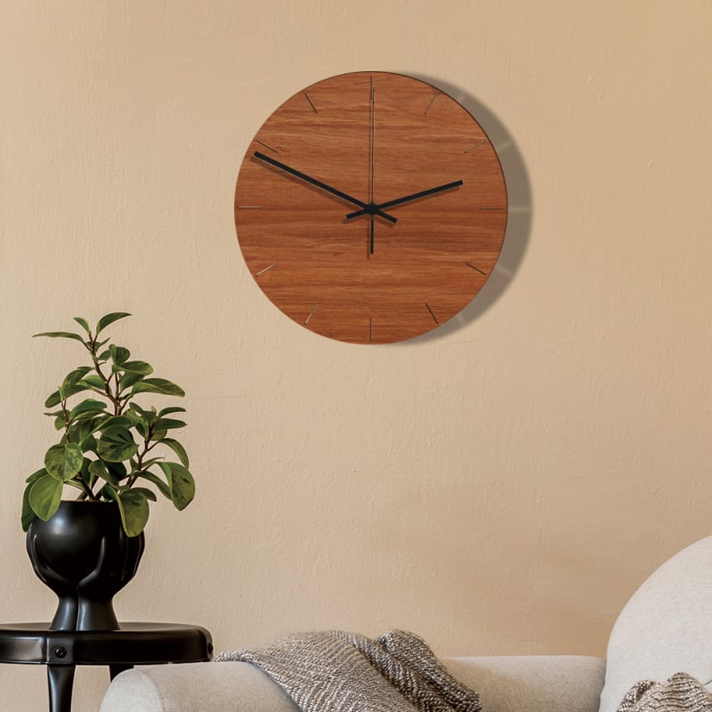 Ρολόι τοίχου με σχήμα κύκλου-τετραγώνου, ξύλινο καντράν, λειτουργεί με μπαταρία, αθόρυβη κίνηση
