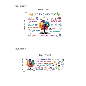 Διακοσμητικά αυτοκόλλητα τοίχου: Δέντρο της Σοφίας με εμπνευσμένα ρητά για παιδικό δωμάτιο και τάξη | PVC υλικό | Μοντέρνο μινιμαλιστικό σχέδιο | 1 τεμάχιο