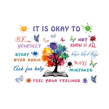 Διακοσμητικά αυτοκόλλητα τοίχου: Δέντρο της Σοφίας με εμπνευσμένα ρητά για παιδικό δωμάτιο και τάξη | PVC υλικό | Μοντέρνο μινιμαλιστικό σχέδιο | 1 τεμάχιο