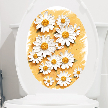 Διακοσμητικά αυτοκόλλητα καπακιού τουαλέτας για μπάνιο - PVC, μοτίβο φύλλα, μοντέρνο στυλ απλότητας