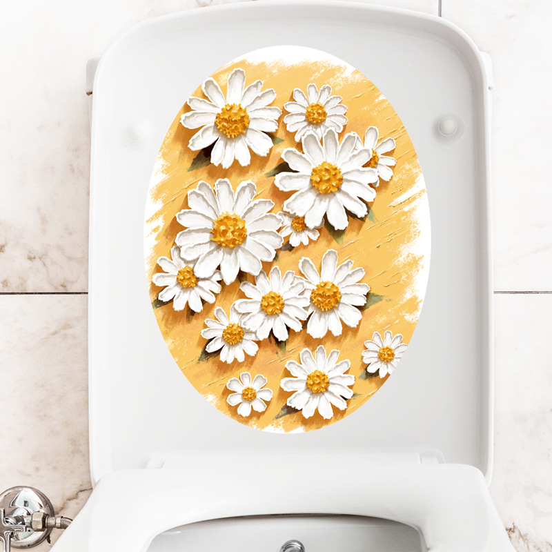 Διακοσμητικά αυτοκόλλητα καπακιού τουαλέτας για μπάνιο - PVC, μοτίβο φύλλα, μοντέρνο στυλ απλότητας