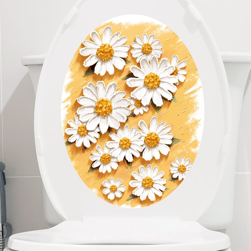 Διακοσμητικά αυτοκόλλητα καπακιού τουαλέτας για μπάνιο - PVC, μοτίβο φύλλα, μοντέρνο στυλ απλότητας