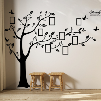 Αυτοκόλλητο τοίχου: δέντρο φωτογραφιών σε κορνίζες για σαλόνι και υπνοδωμάτιο; PVC, μοτίβο 60682083, αδιάβροχο - Μοντέλο ZY94AB