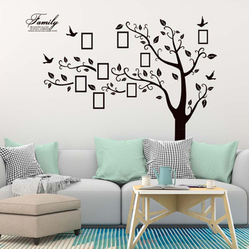 Αυτοκόλλητο τοίχου: δέντρο φωτογραφιών σε κορνίζες για σαλόνι και υπνοδωμάτιο; PVC, μοτίβο 60682083, αδιάβροχο - Μοντέλο ZY94AB
