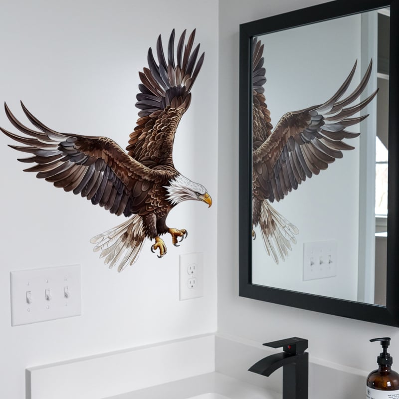 Autocolant de perete 3D cu vultur - PVC demontabil, stil graffiti, decor living și dormitor, model 120083, 1 bucată