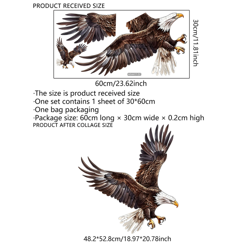 Autocolant de perete 3D cu vultur - PVC demontabil, stil graffiti, decor living și dormitor, model 120083, 1 bucată