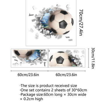 Αυτοκόλλητο τοίχου - 3D ποδοσφαιρικό καρτούν, PVC αυτοκόλλητο, διακοσμητικό για σαλόνι, υπνοδωμάτιο, γραφείο, μπάνιο, είσοδο, μπαλκόνι