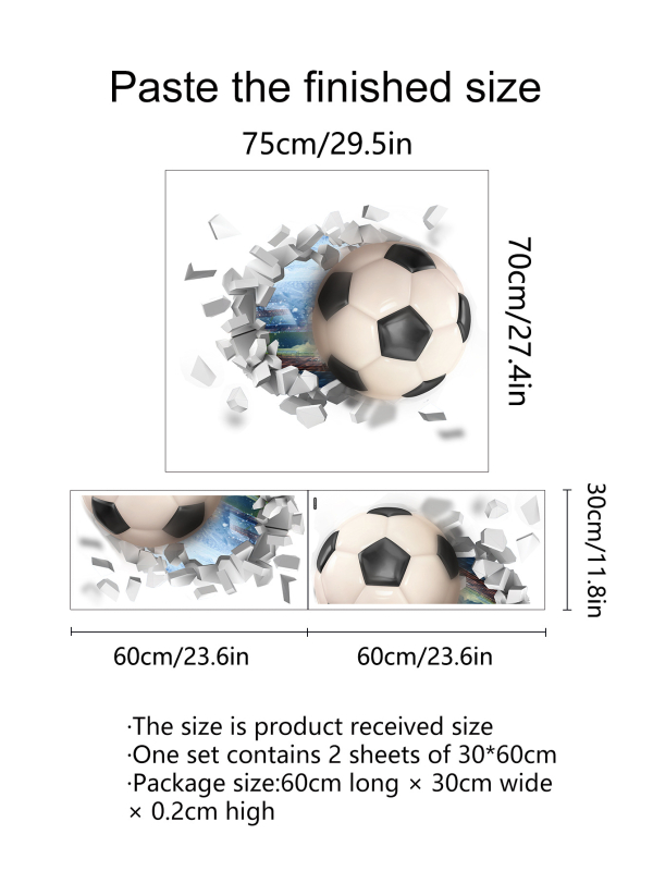 Fali matrica - 3D-s futballos karikatúra, PVC, önragasztó, dekoratív falidekor nappali, hálószoba, dolgozószoba, fürdőszoba, előszoba, erkély