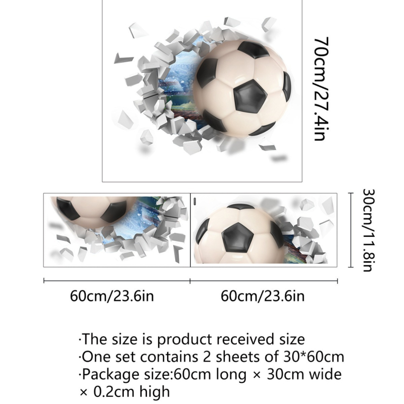 Fali matrica - 3D-s futballos karikatúra, PVC, önragasztó, dekoratív falidekor nappali, hálószoba, dolgozószoba, fürdőszoba, előszoba, erkély