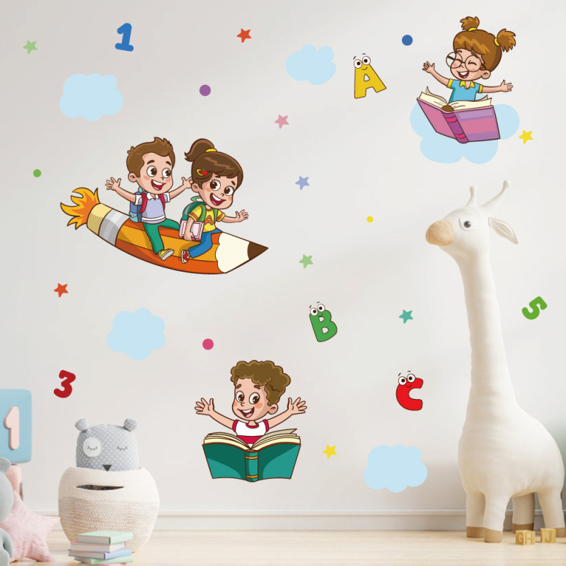 Sticker de perete cu creion pentru copii – Autocolant decorativ PVC, stil modern minimalist, 1 bucată, personalizabil