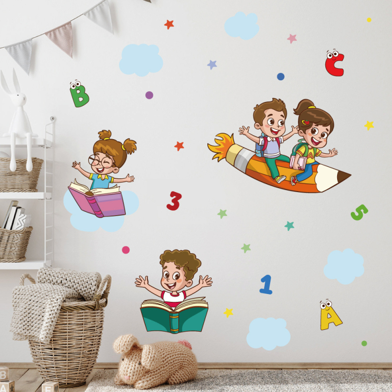 Sticker de perete cu creion pentru copii – Autocolant decorativ PVC, stil modern minimalist, 1 bucată, personalizabil