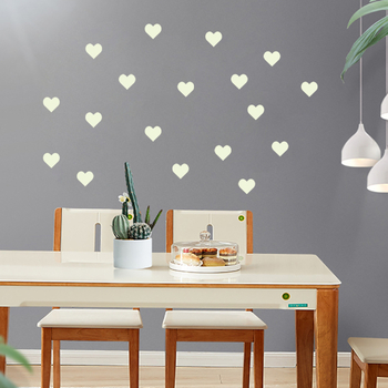 Αυτοκόλλητα τοίχου: καρδιά και κινούμενους χαρακτήρες που φωσφορίζουν στο σκοτάδι, κατάλληλα για σαλόνι και υπνοδωμάτιο, PVC υλικό, φθορίζον φινίρισμα, 5+ τεμάχια, μοντέρνο επίπεδο στυλ