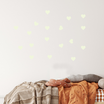 Αυτοκόλλητα τοίχου: καρδιά και κινούμενους χαρακτήρες που φωσφορίζουν στο σκοτάδι, κατάλληλα για σαλόνι και υπνοδωμάτιο, PVC υλικό, φθορίζον φινίρισμα, 5+ τεμάχια, μοντέρνο επίπεδο στυλ