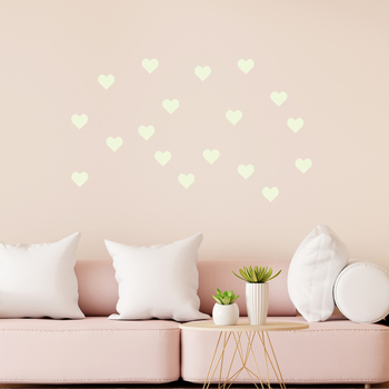 Αυτοκόλλητα τοίχου: καρδιά και κινούμενους χαρακτήρες που φωσφορίζουν στο σκοτάδι, κατάλληλα για σαλόνι και υπνοδωμάτιο, PVC υλικό, φθορίζον φινίρισμα, 5+ τεμάχια, μοντέρνο επίπεδο στυλ