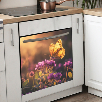 Αφίσα τοίχου με πεταλούδα και λουλούδια – PVC, αυτοκόλλητη, μοντέρνος μινιμαλιστικός σχεδιασμός, 1 τεμάχιο, διακοσμητικό αυτοκόλλητο τοίχου για υπνοδωμάτιο και καθιστικό