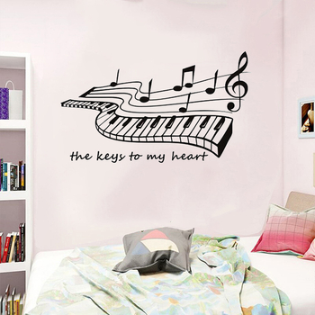 Αυτοκόλλητο τοίχου: μουσικό πιάνo με χαραγμένο σχέδιο, αφαιρούμενο PVC διακοσμητικό για σαλόνι, υπνοδωμάτιο και γραφείο; αδιάβροχο, ανθεκτικό, διακοσμητικό