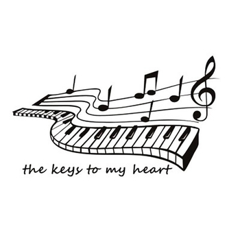 Αυτοκόλλητο τοίχου: μουσικό πιάνo με χαραγμένο σχέδιο, αφαιρούμενο PVC διακοσμητικό για σαλόνι, υπνοδωμάτιο και γραφείο; αδιάβροχο, ανθεκτικό, διακοσμητικό