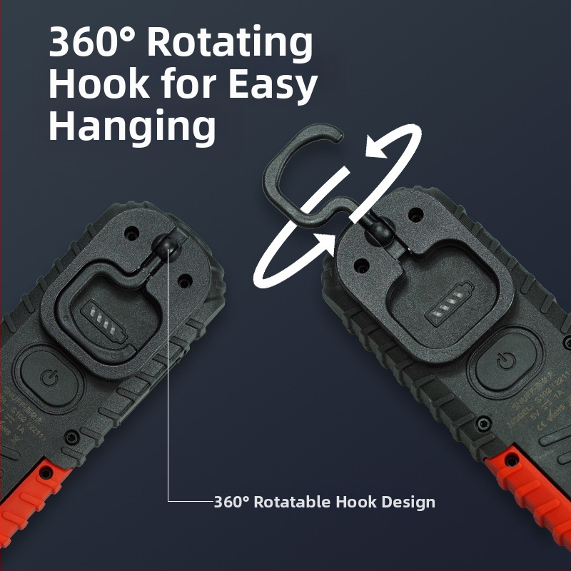 Презареждаща COB работна лампа с 360° магнитна основа и кука за окачване за ремонт на автомобили — 10W, 3.7V, 400 lm, 6500K, модел S680-Z-R