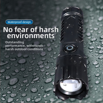 Rankinis prožektorius su teleskopiniu priartinimu, 100 lm, diapazonas iki 100 m, įkraunamas, 18650 akumuliatorius, modelis JY-81020, tinkamas stovyklavimui ir žygiams