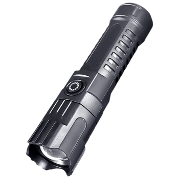 Rankinis prožektorius su teleskopiniu priartinimu, 100 lm, diapazonas iki 100 m, įkraunamas, 18650 akumuliatorius, modelis JY-81020, tinkamas stovyklavimui ir žygiams