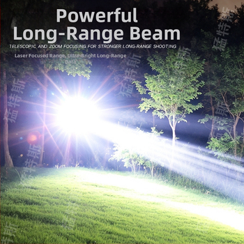 Nešiojamas LED žibintas įkraunamas — išskirtinis lauko naudojimui, 18650 akumuliatorius, 35W galia, optinis priartinimas, didžiausias nuotolis 100-200 m, 360° pasukimas