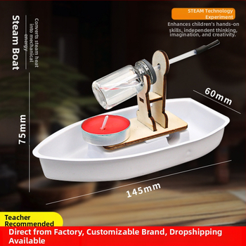 Μοντέλο ατμοκίνητου πλοίου DIY – Πλαστικό εκπαιδευτικό παιχνίδι Φυσικής STEM, πρακτική εκπαίδευση για παιδιά 7–14 ετών