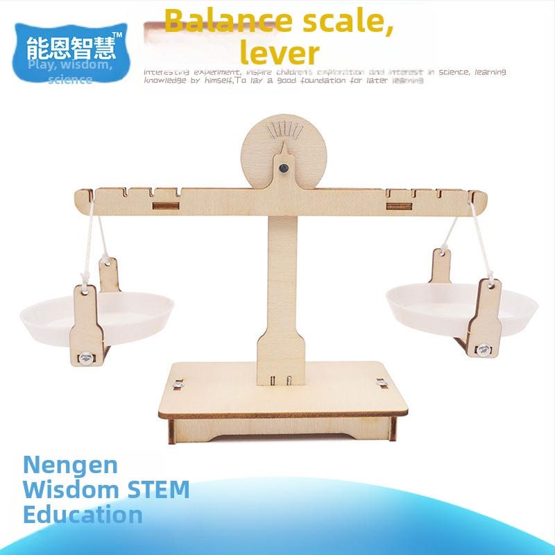 Drvena DIY vaga za djecu – edukativna STEM igračka iz fizike za uzrast 7–14 godina